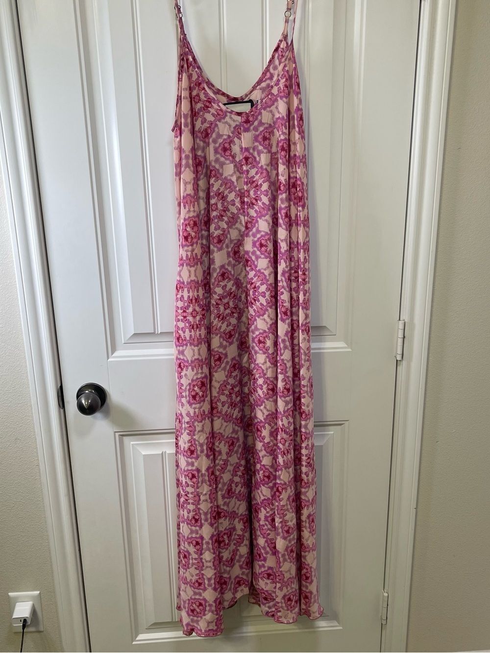 Gold & Silver Paris Pink Bohemian Printed Maxi Sundress T2 Medium